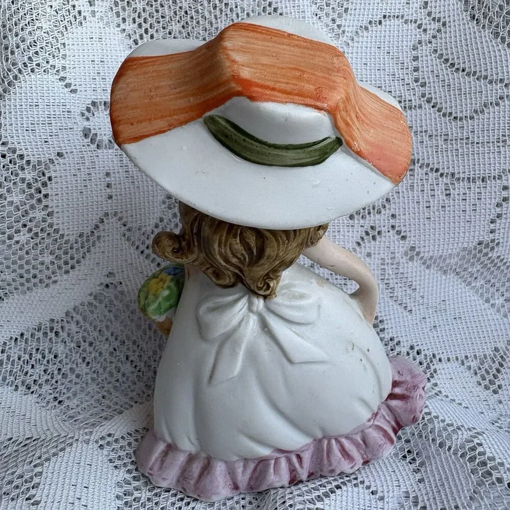 Vintage September‎ Birthday Girl Figurine Ardco Style Lady Hat Flowers 4”